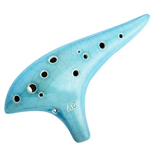 awef “Ocean Notes” 12 Hole Sweet Potato Ocarina Graceful Shape Pottery Ocarina in Alto C (Sea Rose) - Image 1