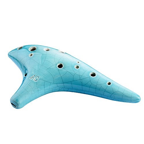 awef “Ocean Notes” 12 Hole Sweet Potato Ocarina Graceful Shape Pottery Ocarina in Alto C (Sea Rose) - Image 3