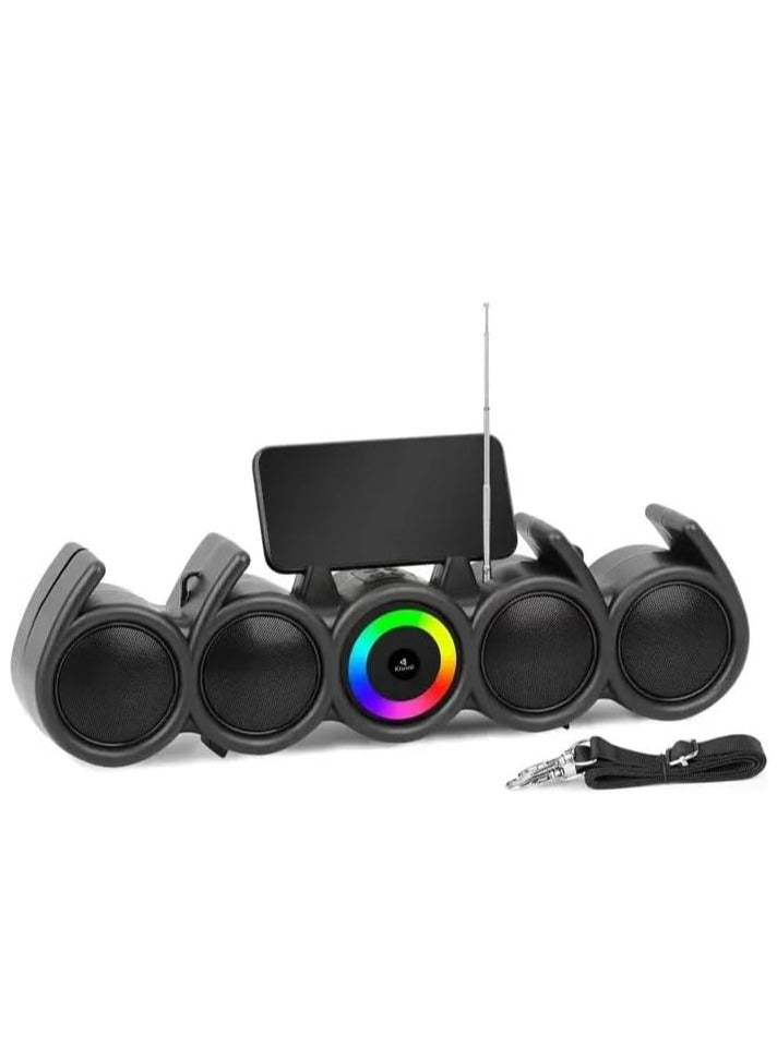 Kisonli Kisonli - LED-918 RGB Soundbar Music Speaker - Powerful Desktop Audio with Integrated Phone Holder, USB/TF/AUX Playback - Black  - Image 1