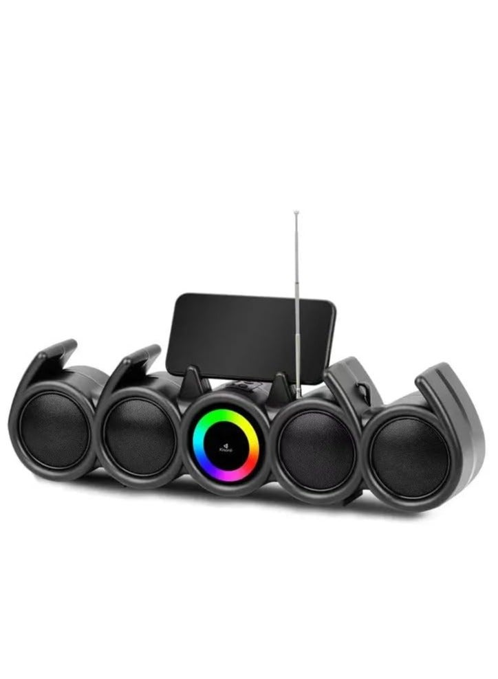 Kisonli Kisonli - LED-918 RGB Soundbar Music Speaker - Powerful Desktop Audio with Integrated Phone Holder, USB/TF/AUX Playback - Black  - Image 2