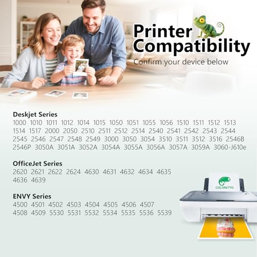 COLORETTO 61XL Black Ink Cartridges for HP 61 Black Ink Cartridge for HP Ink 61 XL for Envy 4500 5530 4501 4502 5535 Officejet 4630 4635 Deskjet 1000 1010 1050 1510 2540 for HP61 Replacement 2 Pack - Image 2