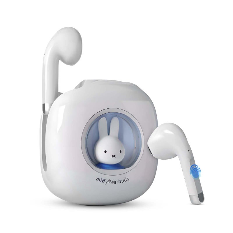 MIPOW Next-Gen x Miffy 2026 Wireless Earbuds, BT5.3 36H Playtime AI ENC Noise Cancelling IPX7, Bluetooth Sport Earphones with Charging Case, Bunny Design Pastel Sky Blue - Gift for Girls - Image 1