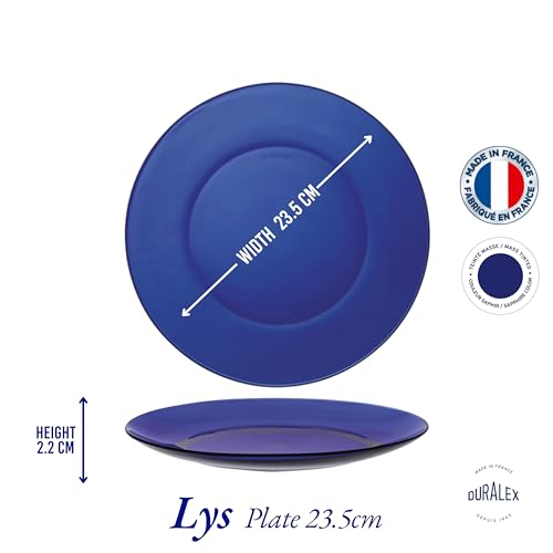Duralex® LYS Sapphire Glass Plate 9.25 inch, Set of 2 Glass Plates | Microwave & Dishwasher Safe | for Dinning & Gifting | Ultra Scratch Resistant Tempered Glass - Image 4