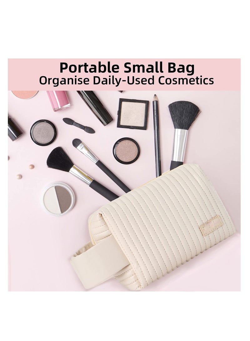 Excefore Makeup Bag, Cosmetic Bag for Women, Portable Travel Makeup Bag, Zipper Large Solid Color Travel Toiletry Bag, Two Layers PU Leather Waterproof Large Capacity Case Organizer for Girls 2 Pack - Image 5