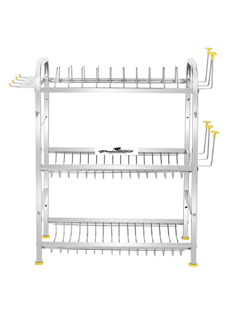 Palomino - Palomino Stainless Steel 4 Shelf Wall Mount Kitchen Utensils Rack | Dish Rack with Plate & Cutlery Stand | Modular Kitchen Storage Rack | Kitchen Organizer (18x24 inches) - Image 1
