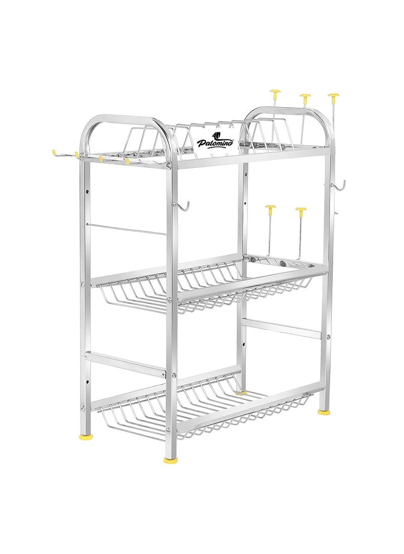 Palomino - Palomino Stainless Steel 4 Shelf Wall Mount Kitchen Utensils Rack | Dish Rack with Plate & Cutlery Stand | Modular Kitchen Storage Rack | Kitchen Organizer (18x24 inches) - Image 1