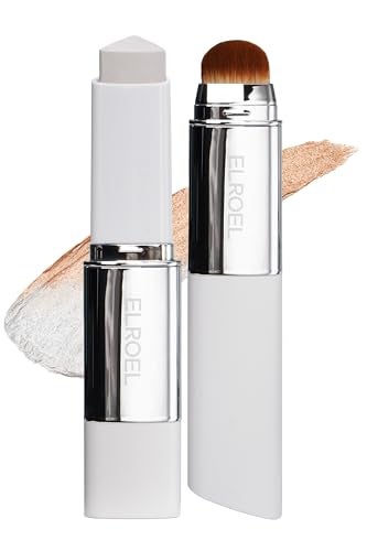 ELROEL Blanc Cover Cream Stick V White Korean ColorChanging Foundation Stick with Volufiline Medium to Full Coverage Dewy Finish Base Makeup DualEnded with Detachable Brush 202 Natural - Image 1