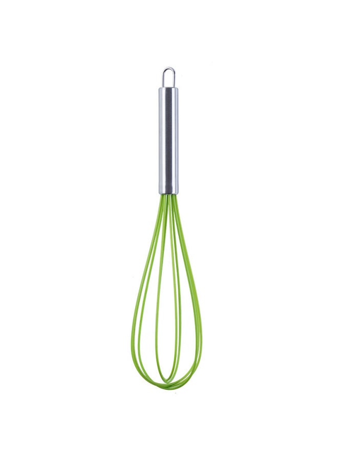 8 Inch 10 Inch 12 Inch Silicone Manual Egg Beater Stainless Steel Handle Egg Mixer Manual Household Egg Beater-Color:12 Inch Green - Image 1