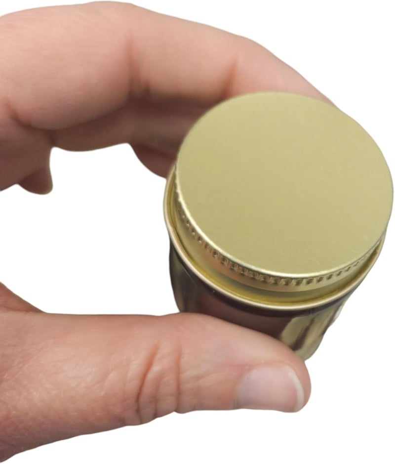 Nakpunar 16 pcs 1 oz Amber Brown Plastic Jars with Gold Metal Lids  Made in USA 1 oz Gold - Image 3