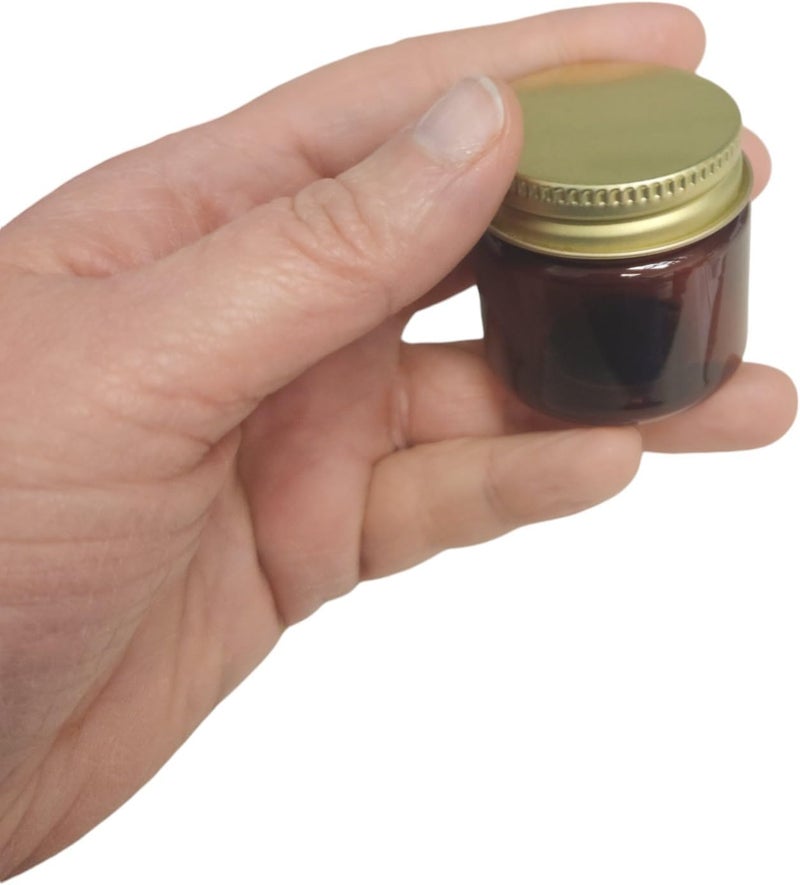 Nakpunar 16 pcs 1 oz Amber Brown Plastic Jars with Gold Metal Lids  Made in USA 1 oz Gold - Image 5