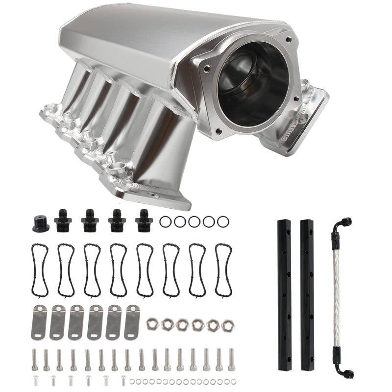 POSENG Intake Manifold for LS Cathedral Port Cylinder Heads Compatible with LS1 LS2 LS6 LSX HTRACING Silver