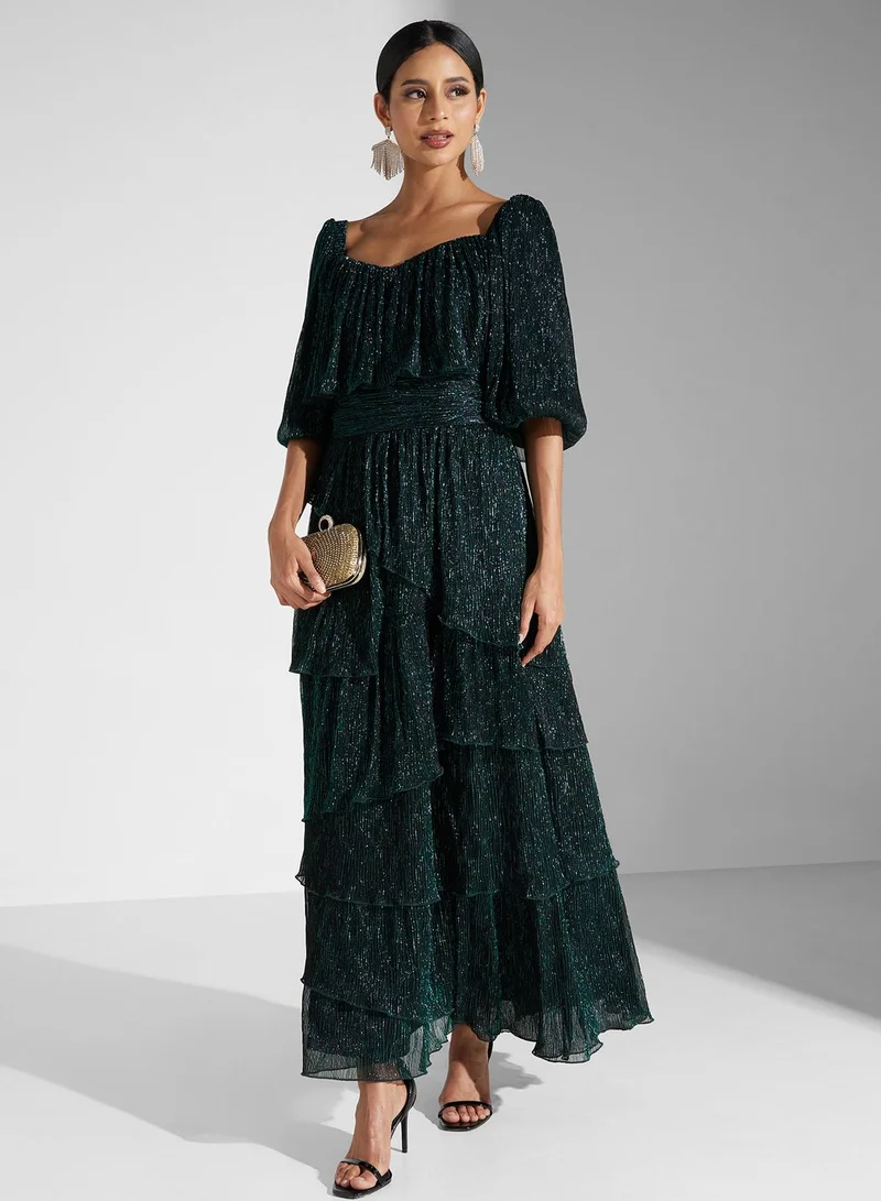 Namshi x Tiered Emerald Dress