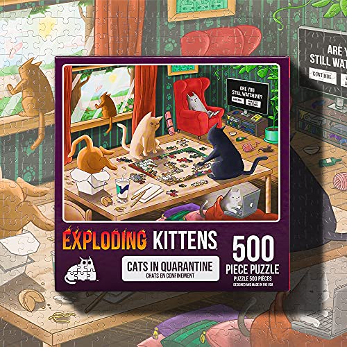 Exploding Kittens Cats in Quarantine Jigsaw Puzzle by Exploding Kittens - 500 Pieces, Ideal for Adults, Teens, and Kids - A Funny and Artistic Cat-Themed Puzzle - Image 3