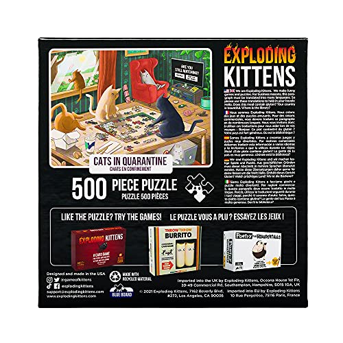Exploding Kittens Cats in Quarantine Jigsaw Puzzle by Exploding Kittens - 500 Pieces, Ideal for Adults, Teens, and Kids - A Funny and Artistic Cat-Themed Puzzle - Image 2