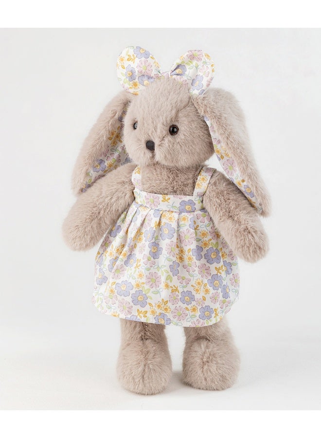 Gray Floral Dress Bunny Companion Doll  - Image 2