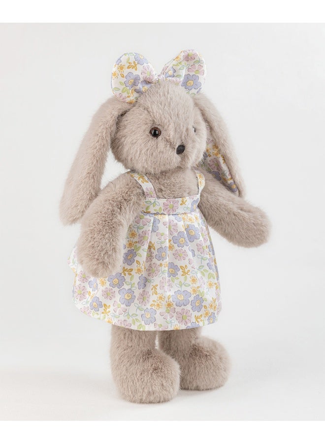 Gray Floral Dress Bunny Companion Doll  - Image 3