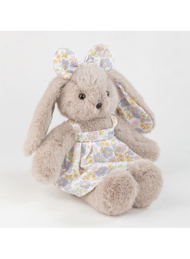 Gray Floral Dress Bunny Companion Doll  - Image 4