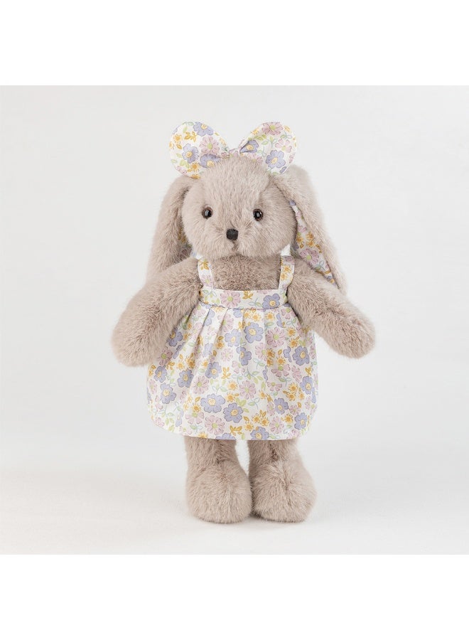 Gray Floral Dress Bunny Companion Doll  - Image 1