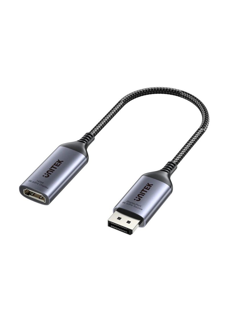 UNITEK UNITEK 8K DisplayPort to HDMI Adapter - Ultra HD DP to HDMI Converter for PC, Laptop, Gaming Console, and HDTV - Supports 8K@60Hz, 4K@120Hz, High-Speed Data Transmission, HDR10, and Plug & Play Design  - Image 1