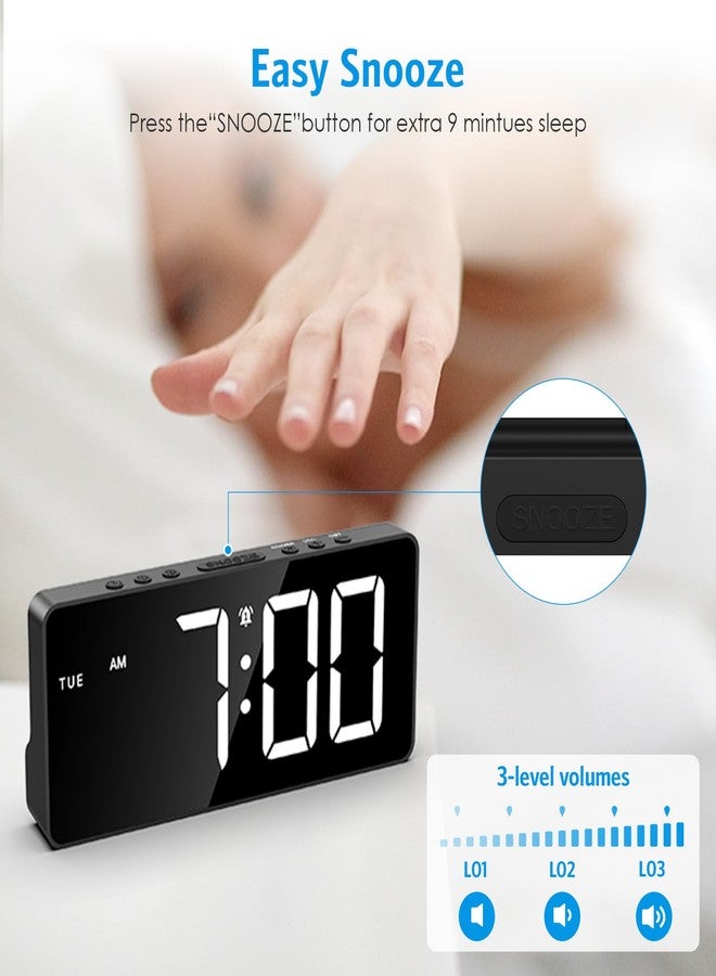 AMIR Digital Alarm Clock for Bedrooms, Dual Alarms with Snooze, Digital Clock with Big LED Display, 5-Level Dimmer & 2 Ports Desk Clock for Home Office, Gift - Image 3
