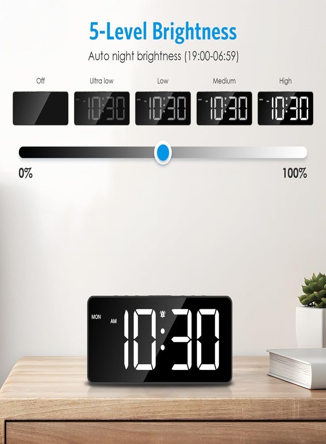 AMIR Digital Alarm Clock for Bedrooms, Dual Alarms with Snooze, Digital Clock with Big LED Display, 5-Level Dimmer & 2 Ports Desk Clock for Home Office, Gift - Image 5