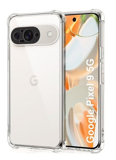 Google Pixel 9 Case Cover – Shock-Absorbing Bumper with Camera Protection, Crystal Clear Soft TPU Transparent Case for Google Pixel 9 5G