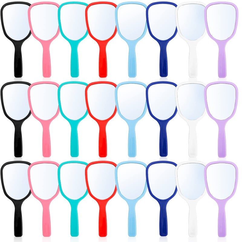 ZOOFOX 24 Pieces Hand Mirror Small Handheld Mirror with Handle Compact Makeup Mirror for Travel Camping Daily Use