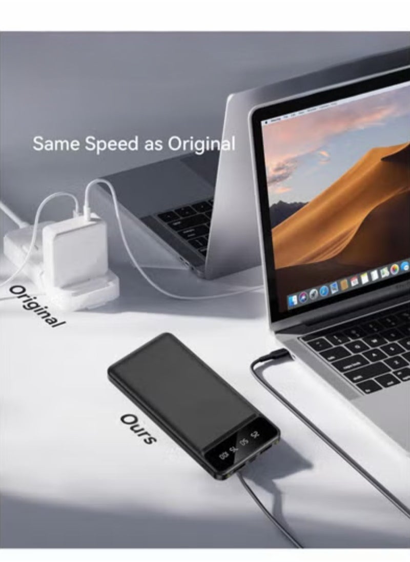 ABJ - Power Bank 10000mAh, High-Capacity Portable Charger (Power-core PIQ), USB/Type C Compatible with iPhone, Samsung, Pixel, LG - Black - Image 1