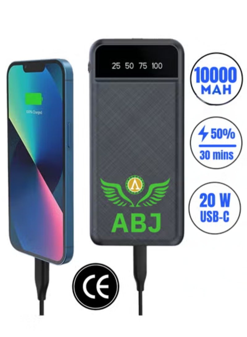 ABJ Power Bank 10000mAh, High-Capacity Portable Charger (Power-core PIQ), USB/Type C Compatible with iPhone, Samsung, Pixel, LG - Black - Image 2
