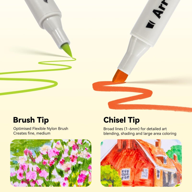 Arrtx OROS 160 Color Alcohol Markers, Brush and Chisel Tip, suitable for Painting, Coloring Drawing, Sketching, Illustrations Alcohol Based Markers, Artist Pens and Gifts - Image 3