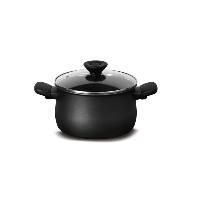 MEYER طاجن برياني غير لاصق مؤكسد صلب منتصف الليل مع غطاء، 3.8 لتر، 20 سم، أسود - وعاء طهي هاندي للأرز والمزيد - Image 1
