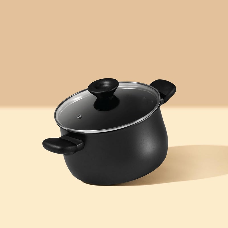 MEYER طاجن برياني غير لاصق مؤكسد صلب منتصف الليل مع غطاء، 3.8 لتر، 20 سم، أسود - وعاء طهي هاندي للأرز والمزيد - Image 2