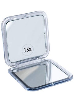 Small Compact 15X Magnifying Mirror For Travel Handheld Foldable & Lightweight Mini Pocketsized Magnified Mirror For Purse Square 3.3” X 3.3”