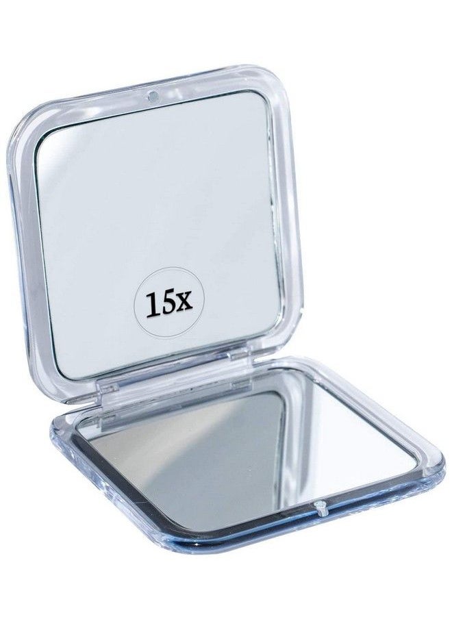 Mirrorvana Small Compact 15X Magnifying Mirror For Travel Handheld Foldable & Lightweight Mini Pocketsized Magnified Mirror For Purse Square 3.3” X 3.3”  - Image 2