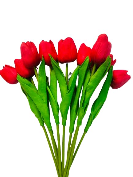Generic Indus Decor Artificial Tulip Bunch - Beautiful Flowers for Home Décor, Living Room, Bedroom, Office, Tabletop Centerpiece, Wedding Decoration (5 Sticks) (Red)  - Image 4