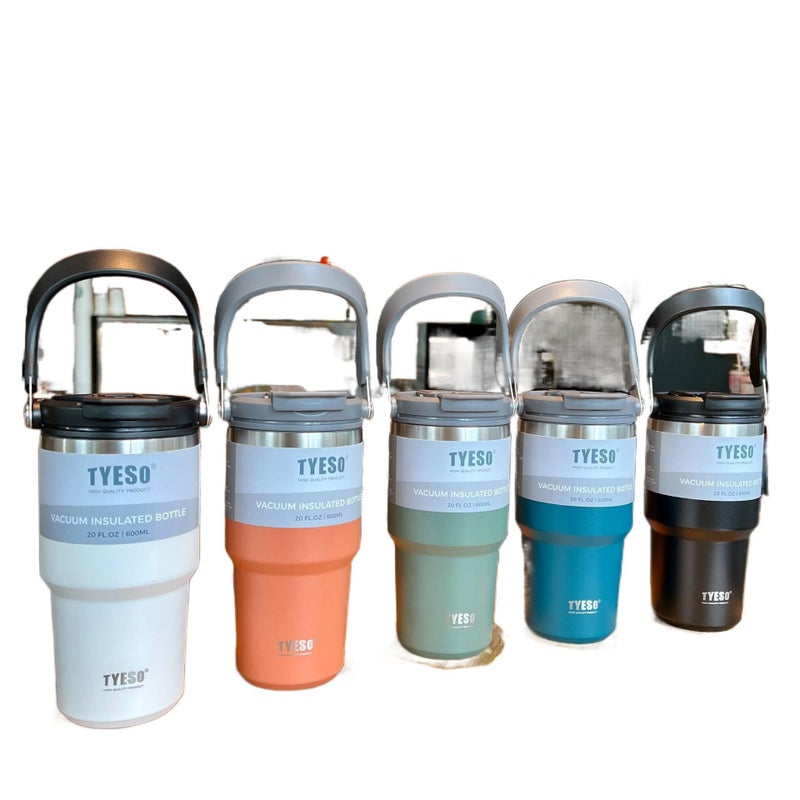 600 ml Stainless Steel Coffee Mug with Straw Top and Cup Holder Friendly in and Double Wall White finish - Image 3