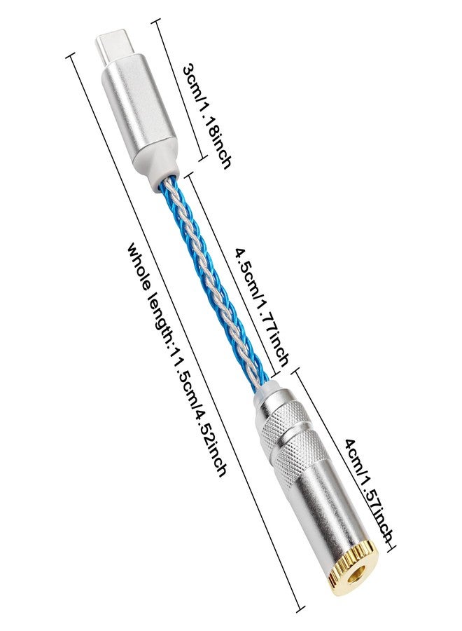 XMSJSIY محول صوتي متوازن DAC من نوع USB C إلى 4.4 مم XMSJSIY، ذكر USB C إلى أنثى 4.4 مم، جاك سماعة HiFi، مضخم PCM 32bit/384kHz مع كابل Aux فضي بلوري مفرد 5N لهواتف اللابتوب وأجهزة Type C - Image 2
