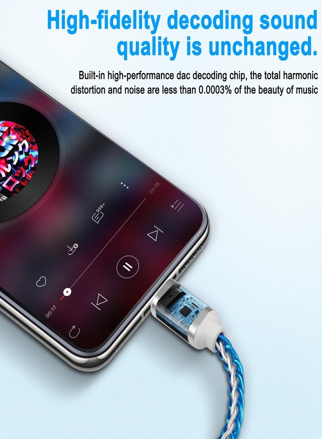 XMSJSIY محول صوتي متوازن DAC من نوع USB C إلى 4.4 مم XMSJSIY، ذكر USB C إلى أنثى 4.4 مم، جاك سماعة HiFi، مضخم PCM 32bit/384kHz مع كابل Aux فضي بلوري مفرد 5N لهواتف اللابتوب وأجهزة Type C - Image 5