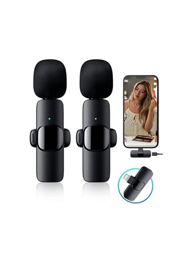 2 PCS Professional Wireless Lavalier Microphone for iPhone iPad only, Cordless Bluetooth Lapel Microphone for YouTube/Facebook Live Stream - Image 1