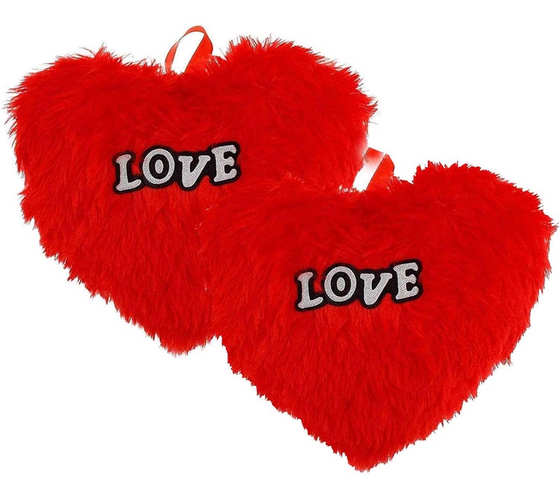 SK Craft Valentine Special Gifts Love Heart Shape Soft Cushion Pillow in Red Color Gifts for Boyfriend/Girlfriend/Couple/Husband/Love One-25x20x8 cm (Pack of 2) - Image 1