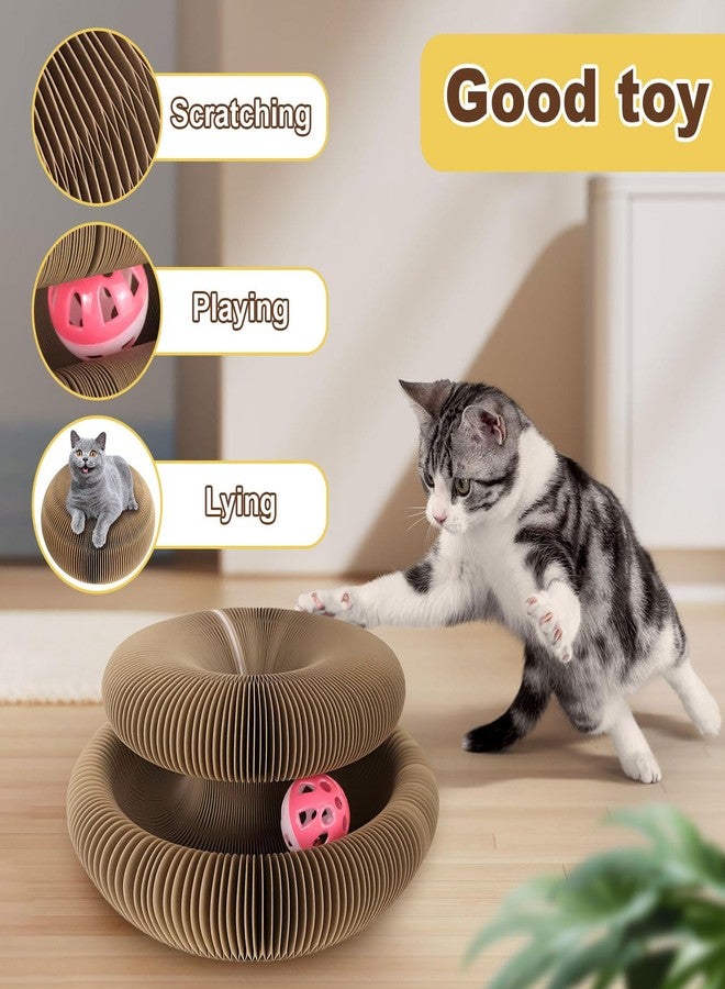 FATIRO Kitty Curls Cat Toy, Magic Organ Cat Scratching Board with Bell-Ball, Foldable Interactive Marlenes Kitten Curls Cat Scratchers for Indoor Cats - Image 4