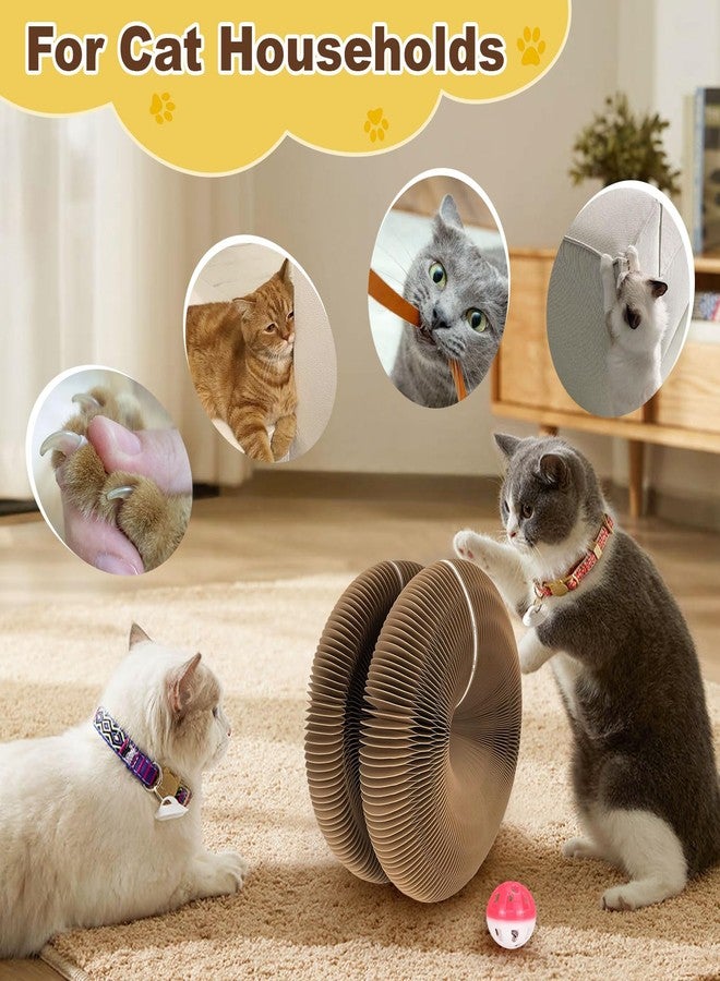 FATIRO Kitty Curls Cat Toy, Magic Organ Cat Scratching Board with Bell-Ball, Foldable Interactive Marlenes Kitten Curls Cat Scratchers for Indoor Cats - Image 5