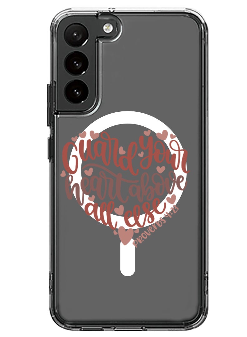 Theodor Magnetic Case for Samsung Galaxy S23 Plus 6.6-inch Compatible with MagSafe Wireless Charging, Shockproof Phone Bumper Cover Guard your heart above all else copy - Image 1