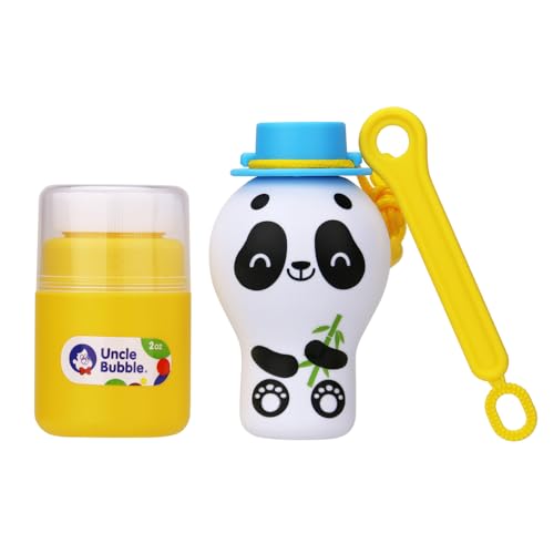 Uncle Bubble No Spill Bubbles AntiSpill Pals Set with Panda Bear Super Solution and 2 Bubble Wands Portable Bubble Toys for MessFree Play - Image 1