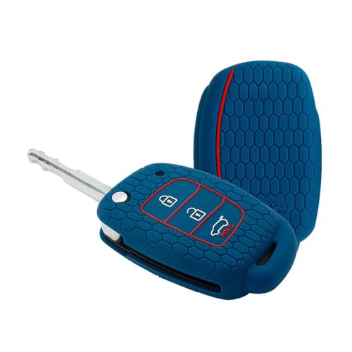 keyzone® Keycare® Compatible Silicone Key Cover for i20 Elite, i20 Active, Aura flip Key (Blue) - Image 1