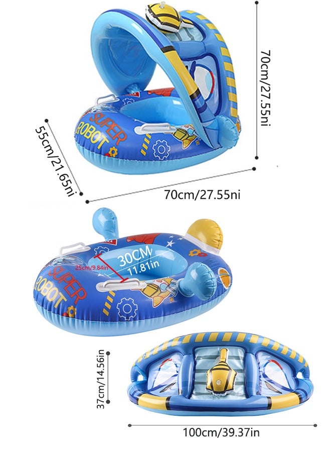VUCATIN Baby pool float Swimming Pool Float Boat with Sun Protection Canopy Inflatable Pool Float Yacht Ring Awning Inflatable Swimming Training Float Seat for Boys Girls Summer Outdoor  - Image 4