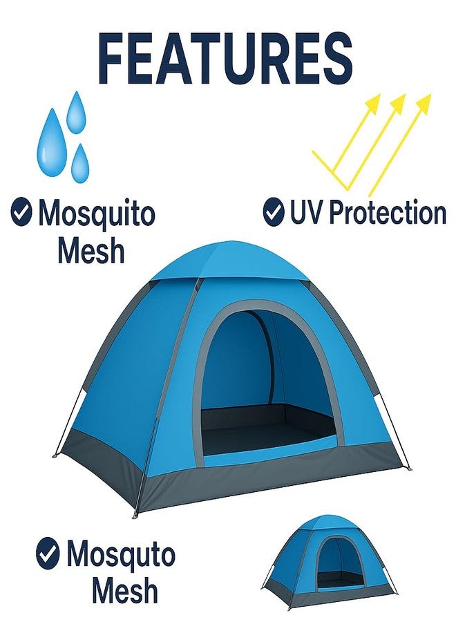 SIMESTICH Portable Waterproof Dome Tent for 4 Person - Picnic, Hiking, Camping Tent with Carrying Bag, Multicolor - Image 2