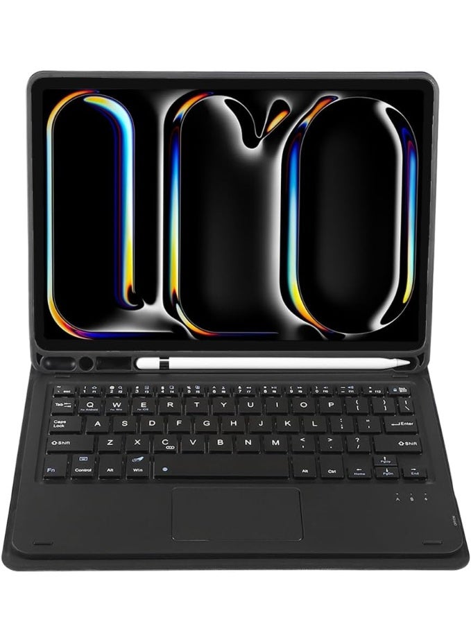 Muzz Keyboard Case Compatible with iPad Pro 13 Inch M4 2024 With Track Pad Bluetooth Keyboard Detachable Touch Keyboard Cover Black - Image 3