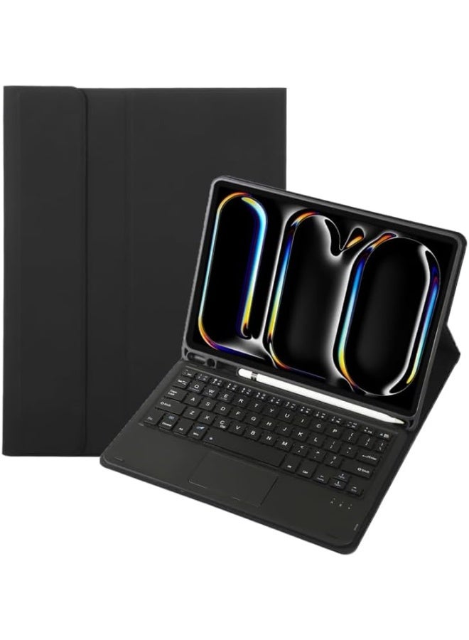 Muzz Keyboard Case Compatible with iPad Pro 13 Inch M4 2024 With Track Pad Bluetooth Keyboard Detachable Touch Keyboard Cover Black - Image 1