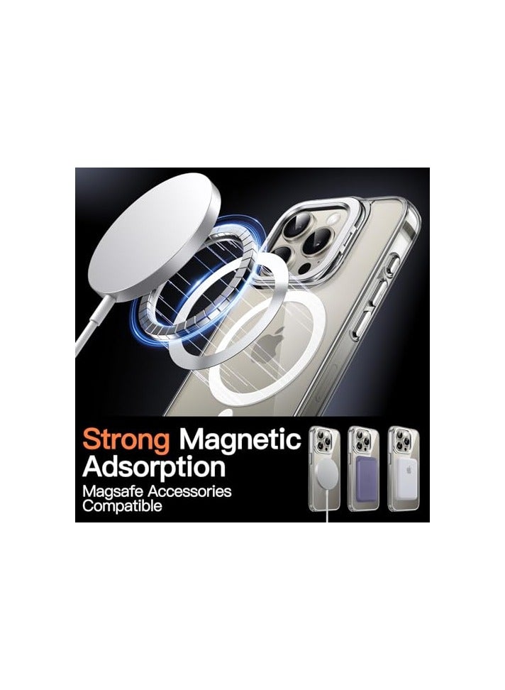 جي تيك حافظة JETech بمسند لهاتف iPhone 15 Pro مقاس 6.1 بوصة متوافقة مع الشحن اللاسلكي MagSafe، وحامل حلقة الكاميرا المدمج، وغطاء ممتص الصدمات للهاتف مقاوم للصدمات، وظهر مضاد للخدش (تيتانيوم طبيعي) - Image 2